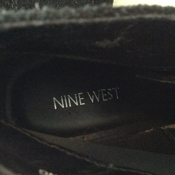 Nine West "Joeyo" 11M Black Suede Wedge, Lace up ankle boots, Steampunk, Goth - Picture 6 of 8